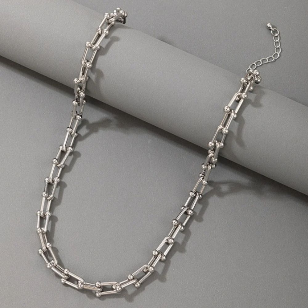 U Link Stainless Steel Horseshoe Chain Necklace